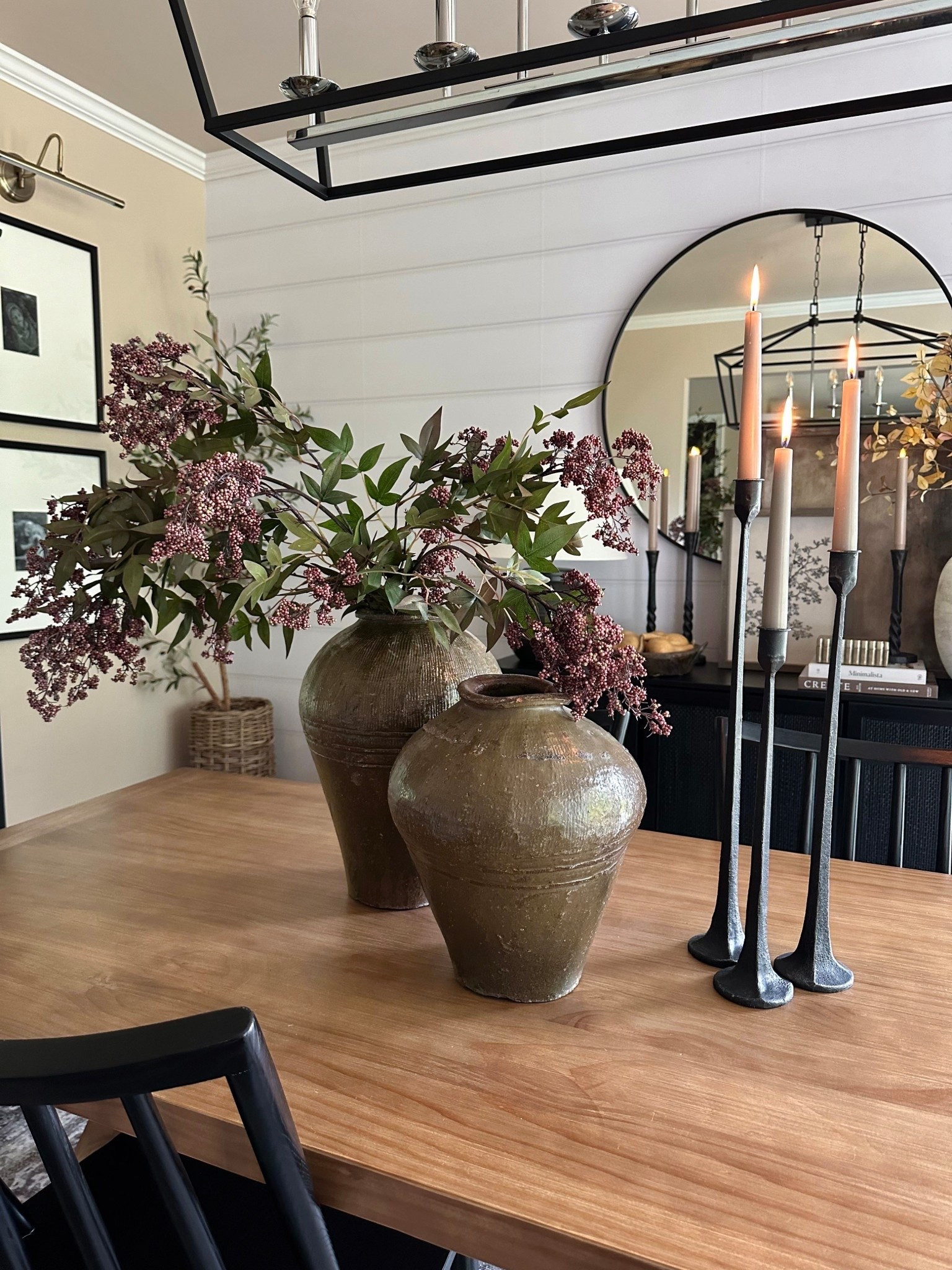 These rustic vases add the perfect aged character to the table, paired with rich berry stems for a moody fall moment. 🍂

Follow @farmtotablecreations on Instagram for more finds like this.

Linked the stems and taper holders also—both are stunning and super versatile!

#diningtabledecor #moodydecor #rusticvases #fallstems #centerpieceideas #diningroomstyle #transitionalstyle #neutraldecor #vasearrangement #earthytoneaesthetic #interiorstyling #fallhomedecor #collectedstyle #homedecorfinds

#LTKSeasonal #LTKSaleAlert #LTKHome