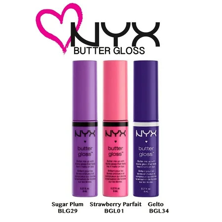 NYX Butter Gloss 3 pc. Set (Sugar Plum Strawberry Parfait & Gelato) | Walmart (US)