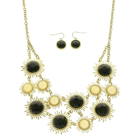 Mi Amore Necklace-Earring-Set Black/Gold-Tone | Walmart (US)