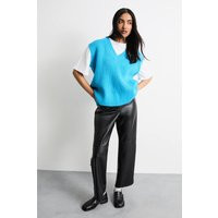 Warehouse Women's Faux Leather Whipstitch Detail Straight Leg Trouser in Black | Size: 14 | Debenhams UK