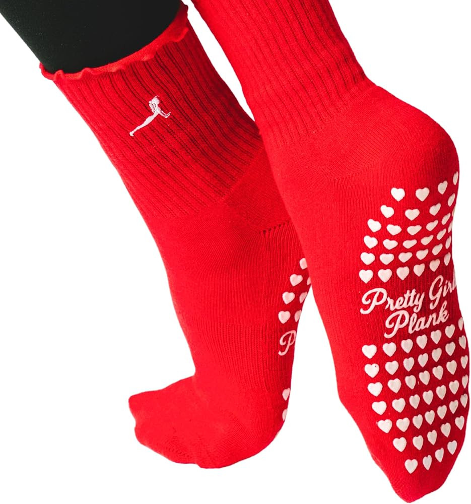 Pretty Girls Plank\u2122 Non Slip Pilates Grip Socks for Women \u2013 Ruffle Trim Studio Socks fo... | Amazon (US)