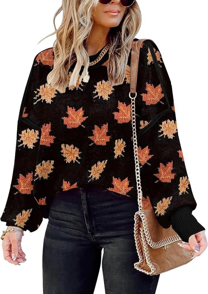 ETCYY Womens Oversized Sweaters Fall 2025 Fashion Clothes Trendy Batwing Sleeve Colorblock Stripe... | Amazon (US)