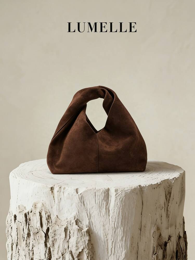 Elegant Chocolate-Color Faux Suede Handbag, Vintage Soft Crossbody Bag, Large Capacity Casual Com... | SHEIN