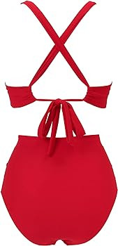 RXRXCOCO Women Front Cross Cutout One Piece Swimsuit Tummy Control High Waisted Monokini Bathing ... | Amazon (US)