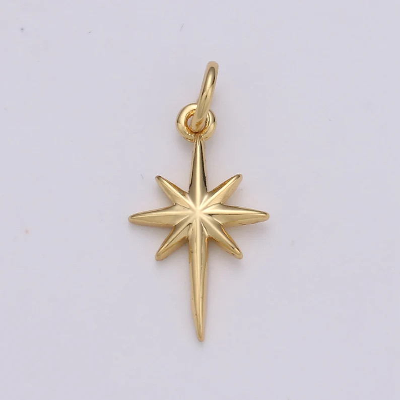 Dainty Gold North Star Charm Necklace, Bethlehem Star Pendant in Silver Celestial Jewelry Making ... | Etsy (US)
