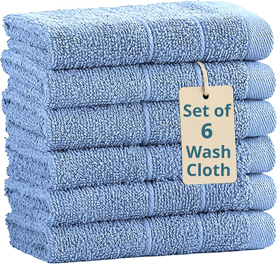 Casa Platino 100% Cotton Wash Cloths 6 Pack - Spa & Salon Quality - Ring Spun Cotton Face Cloths-... | Amazon (US)