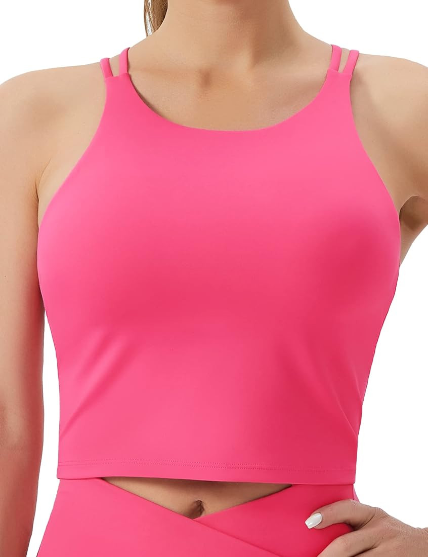 THE GYM PEOPLE Women's Cross Back Sports Bra Halter Neck Workout Crop Tank Tops with Removable Pa... | Amazon (US)
