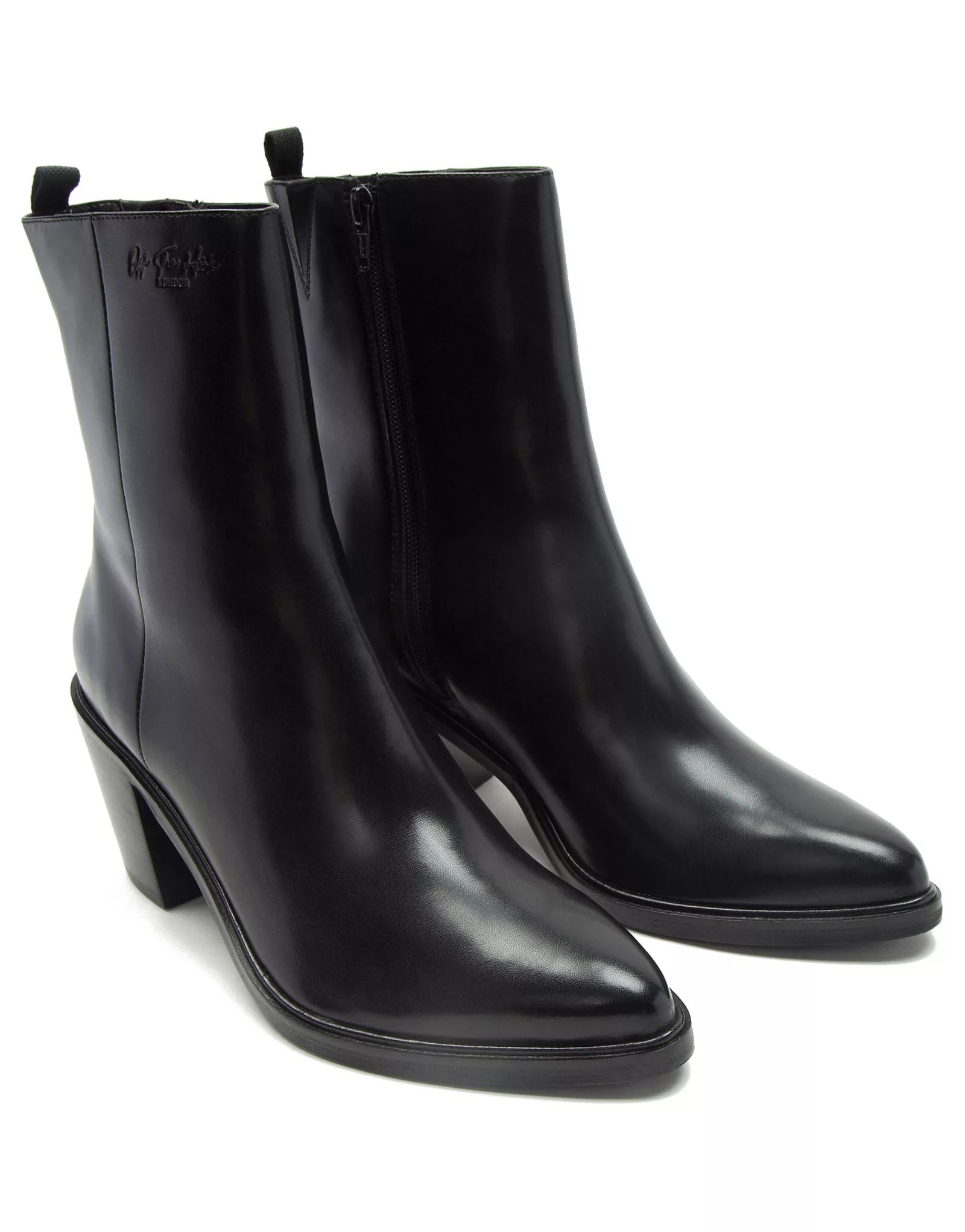 Off The Hook seven classic leather ankle zip boots in black | ASOS (Global)