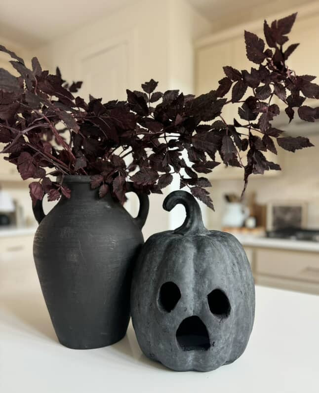 Black Terracotta Ghost Face Pumpkin | MJHome