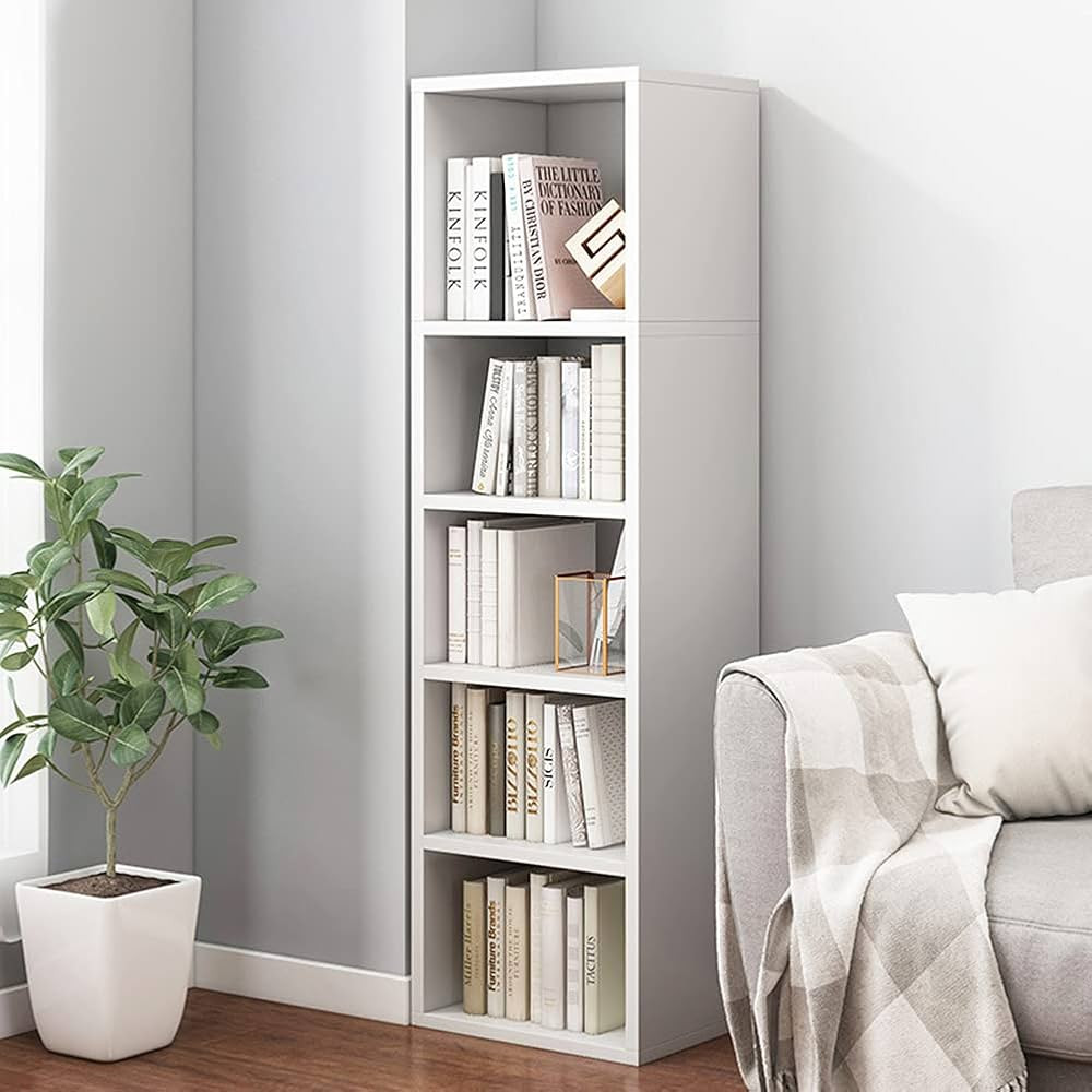 IOTXY Small Narrow Corner Bookcase - 47 Inches Tall Gap Freestanding Storage Cabinet, 5 Lattices ... | Amazon (US)