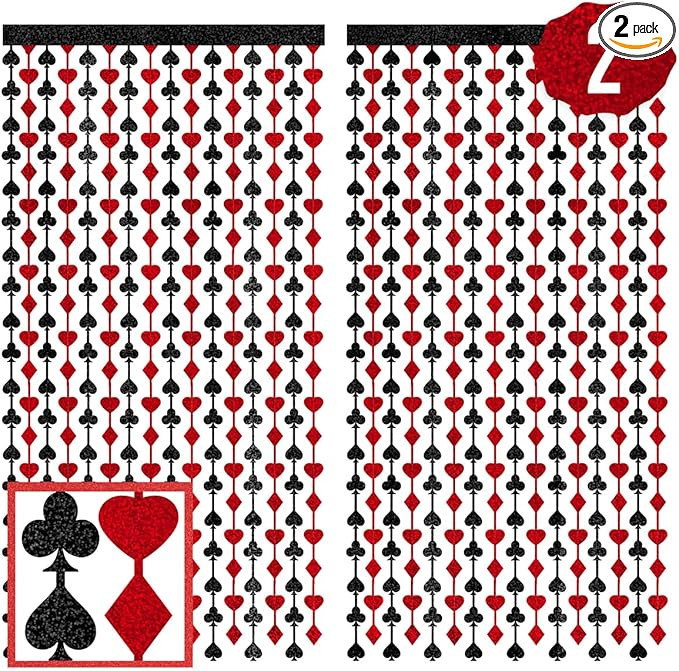 xo, Fetti Party Decorations Red and Black Casino Curtain - Set of 2 | Card Game Bachelorette Supp... | Amazon (US)
