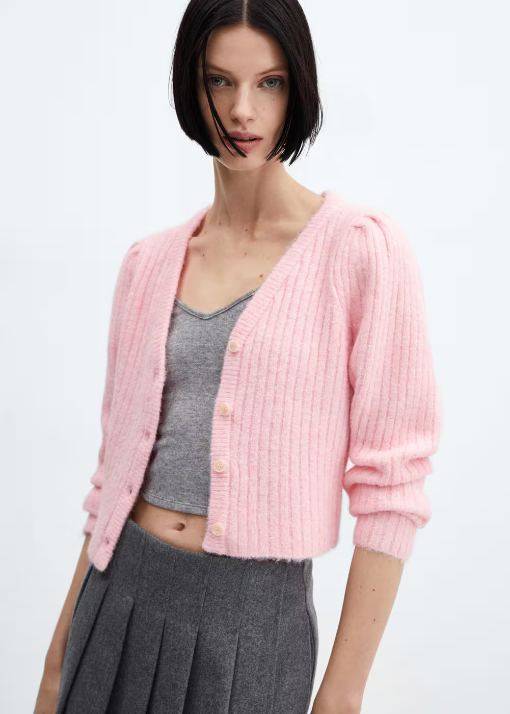 V-neck knit cardigan | MANGO (US)