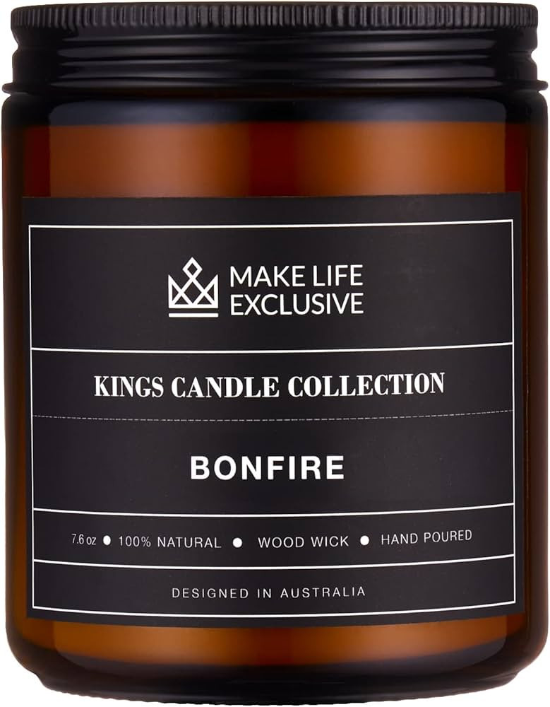 Scented Candles for Men | Bonfire, Mahogany Teakwood Candles Scented | Wood Wick, Long Lasting, M... | Amazon (US)