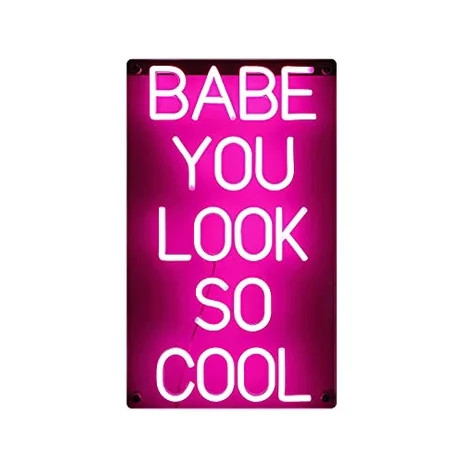 Babe You Look So Cool Large Pink Lights LED Neon Sign; Wall Mounting for Bedroom and Home Decor; ... | Walmart (US)