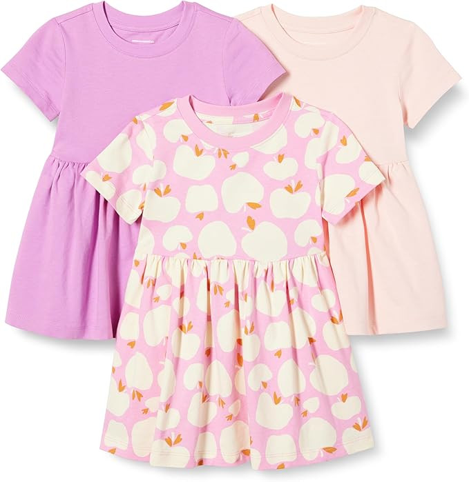 Amazon Essentials Girls and Toddlers' Short Sleeve Jersey Dress, Pack of 3 | Amazon (US)