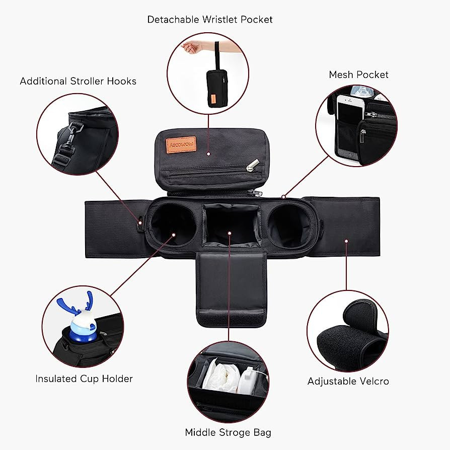 Momcozy Universal Stroller Organizer with Insulated Cup Holder Detachable Phone Bag & Shoulder St... | Amazon (US)