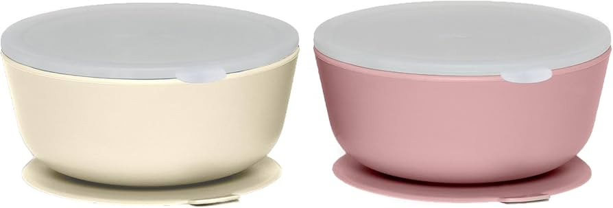 WeeSprout Suction Bowls for Baby & Toddlers (Set of 2) - 100% Silicone w/Plastic Lid - Leak Proof... | Amazon (US)