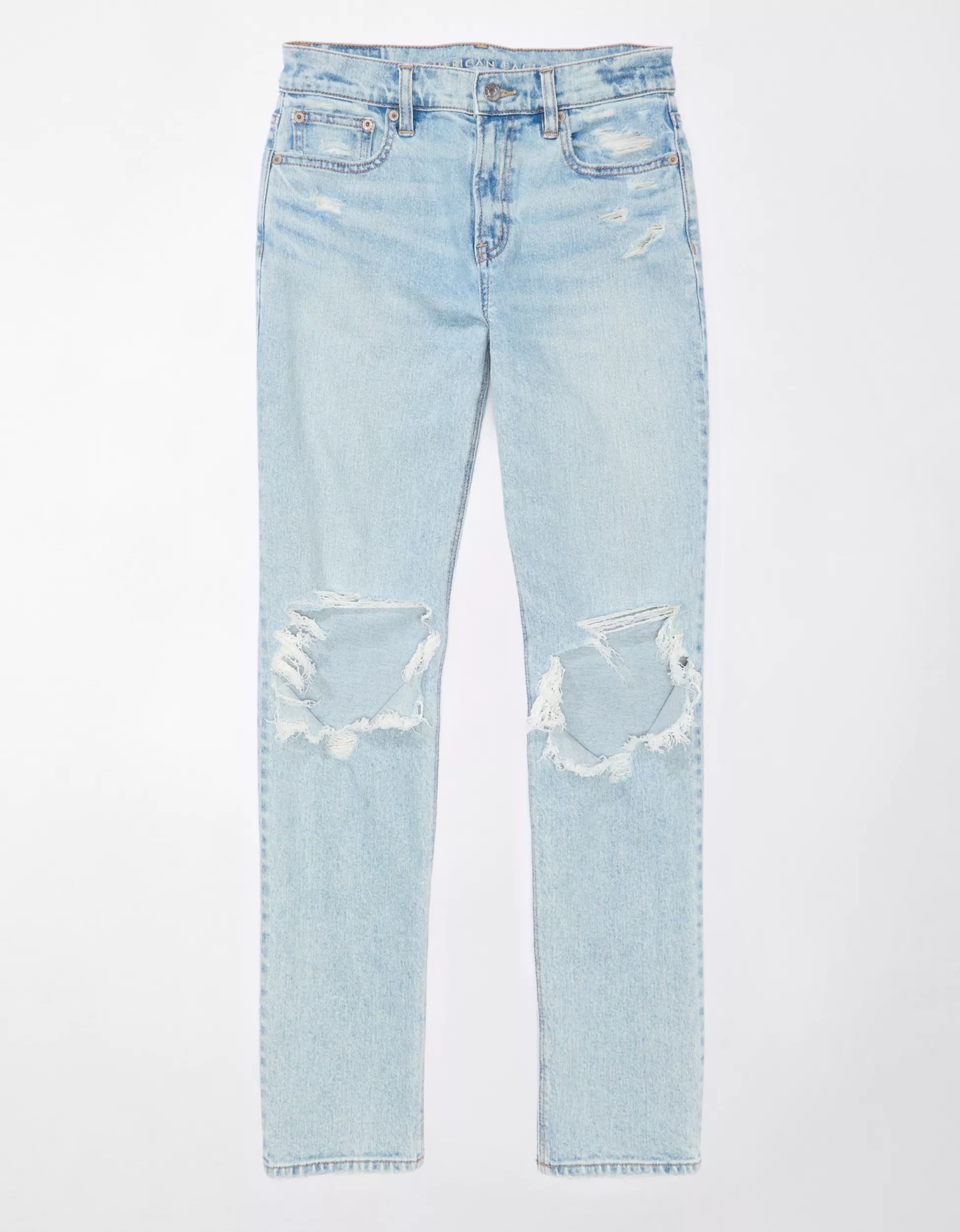 AE Stretch Super High-Waisted Ripped Ankle Straight Jean | American Eagle Outfitters (US & CA)