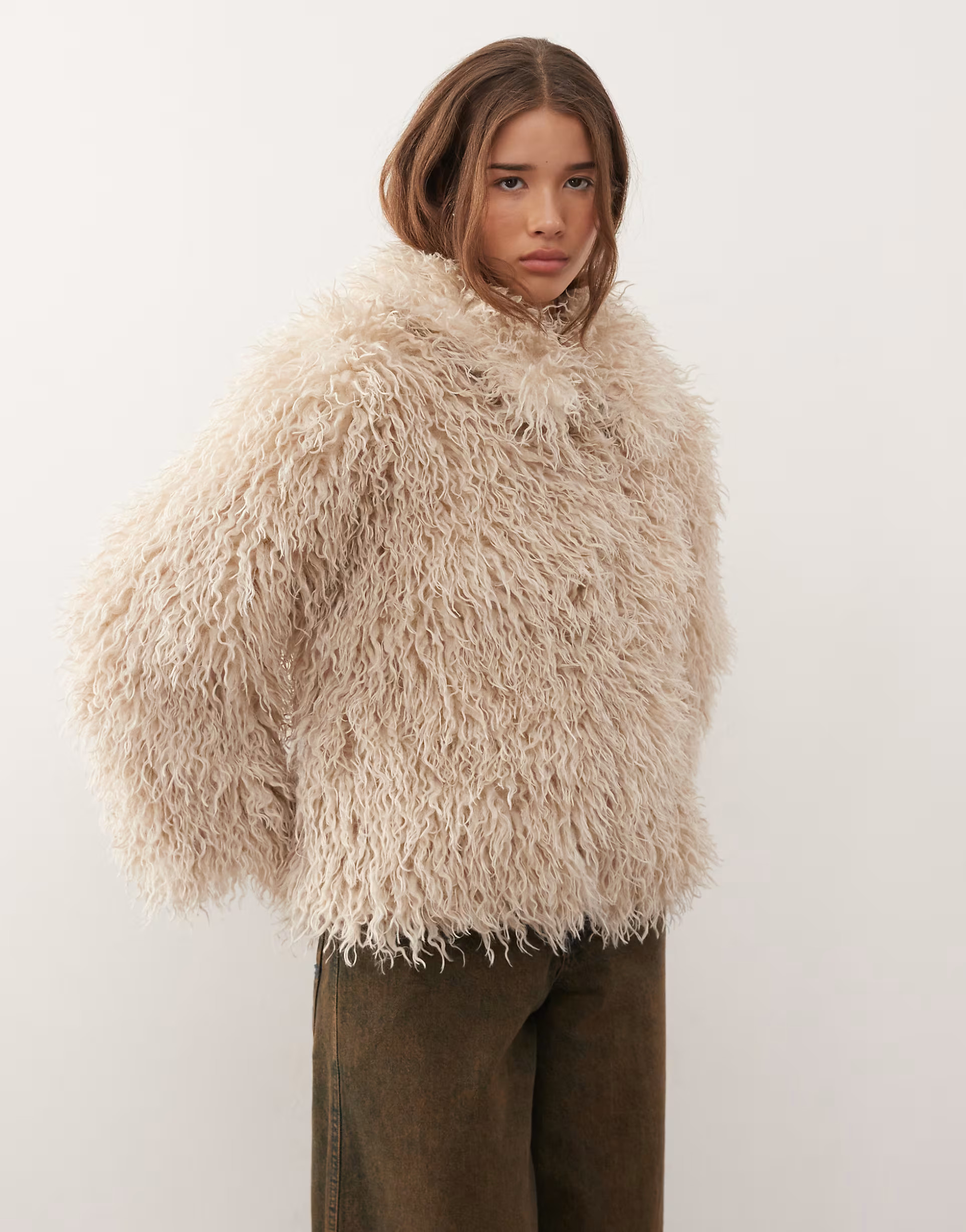 Reclaimed Vintage – Jacke aus mongolischem Kunstfell in Weiß | ASOS | ASOS (Global)