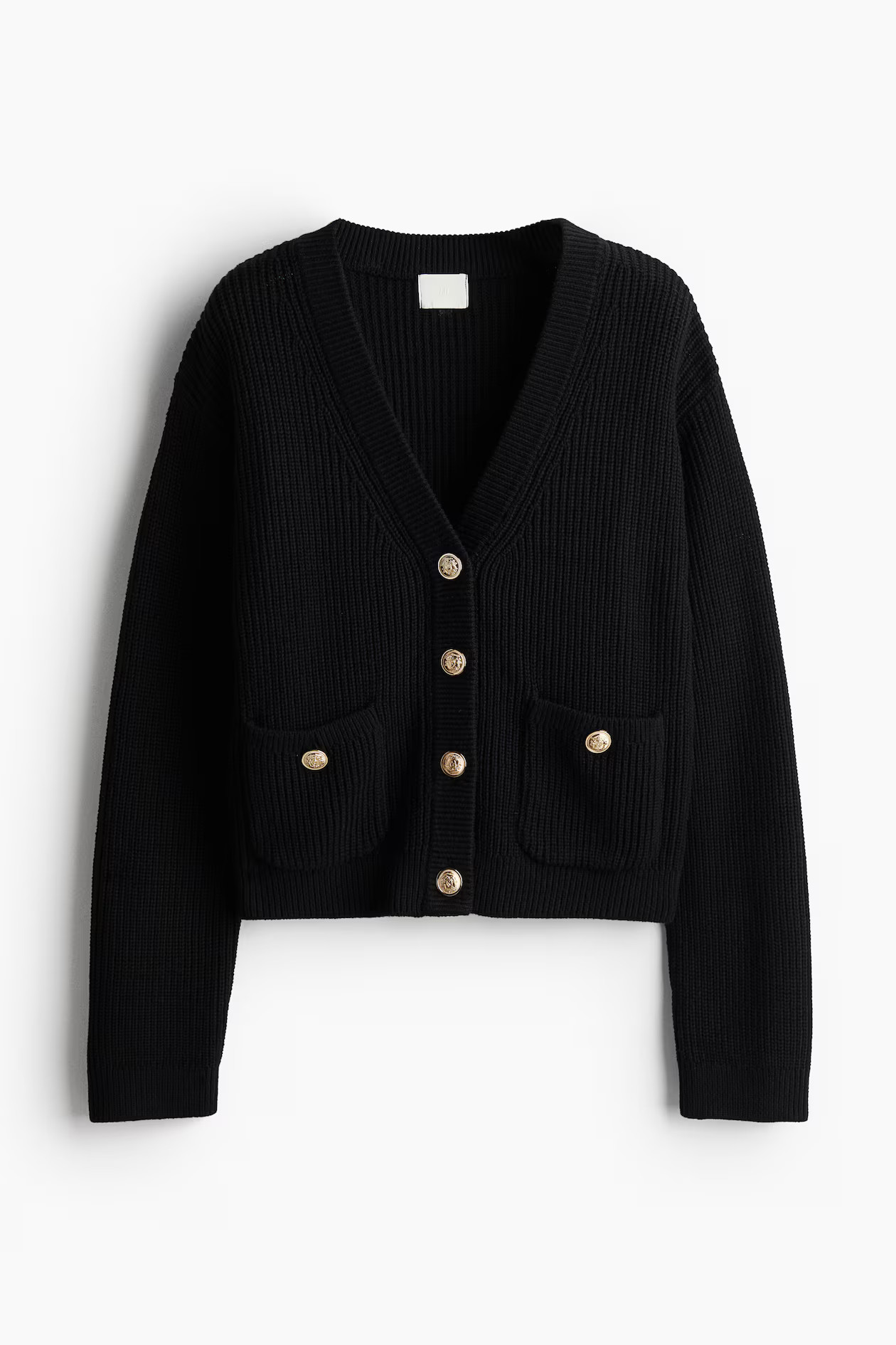 Pocket-detail Cardigan - V-neck - Long sleeve - Black - Ladies | H&M US | H&M (US + CA)