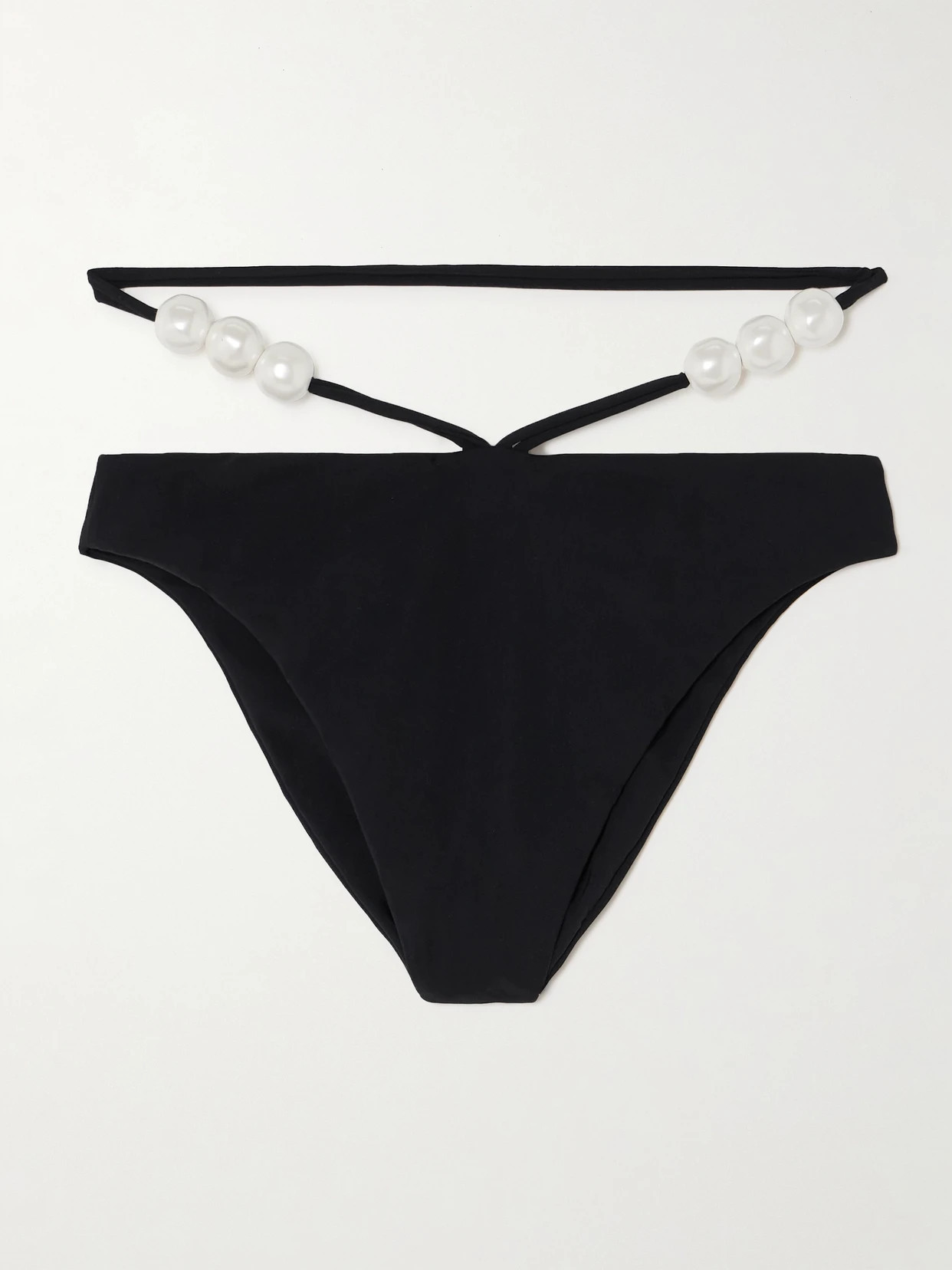 Magda Butrym - Faux Pearl-embellished Bikini Briefs - Black | NET-A-PORTER (US)