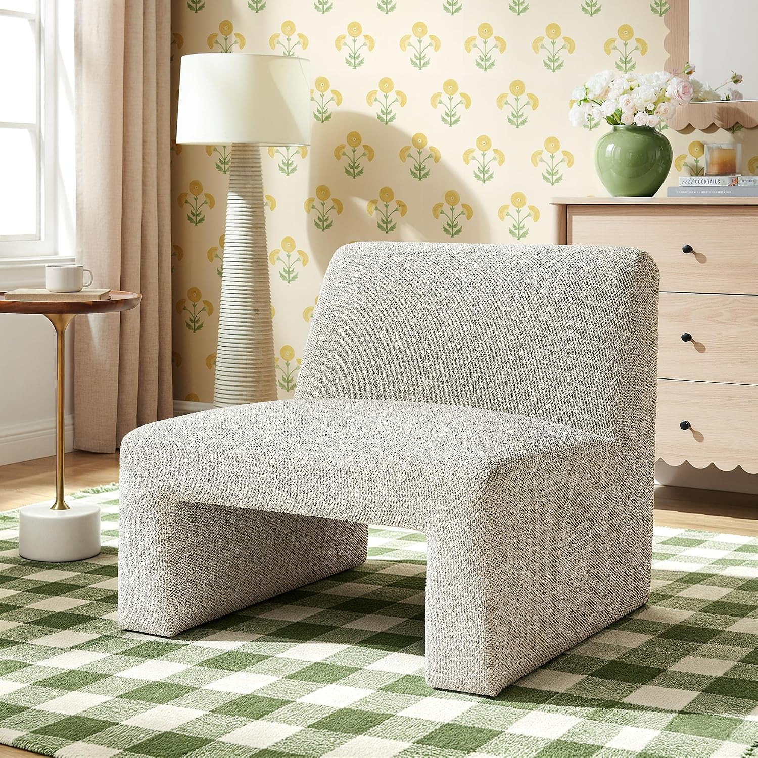 Modway Amita Lattice Boucle Upholstered Accent Chair with Wide Seat in Marble | Amazon (US)