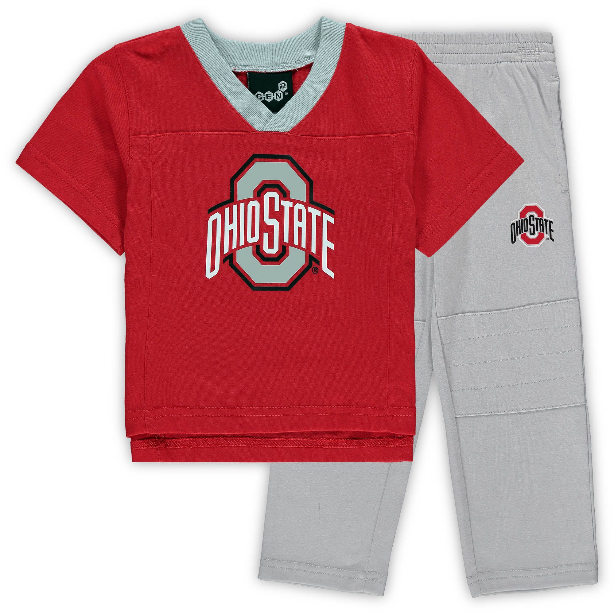 Toddler Scarlet/Heathered Gray Ohio State Buckeyes Training Camp Jersey T-Shirt and Pants Set | Fanatics