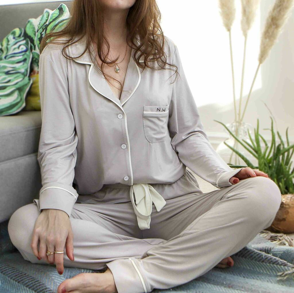 Soft Bamboo Jersey Pyjamas With Personalised Embroidery | Not On The High Street