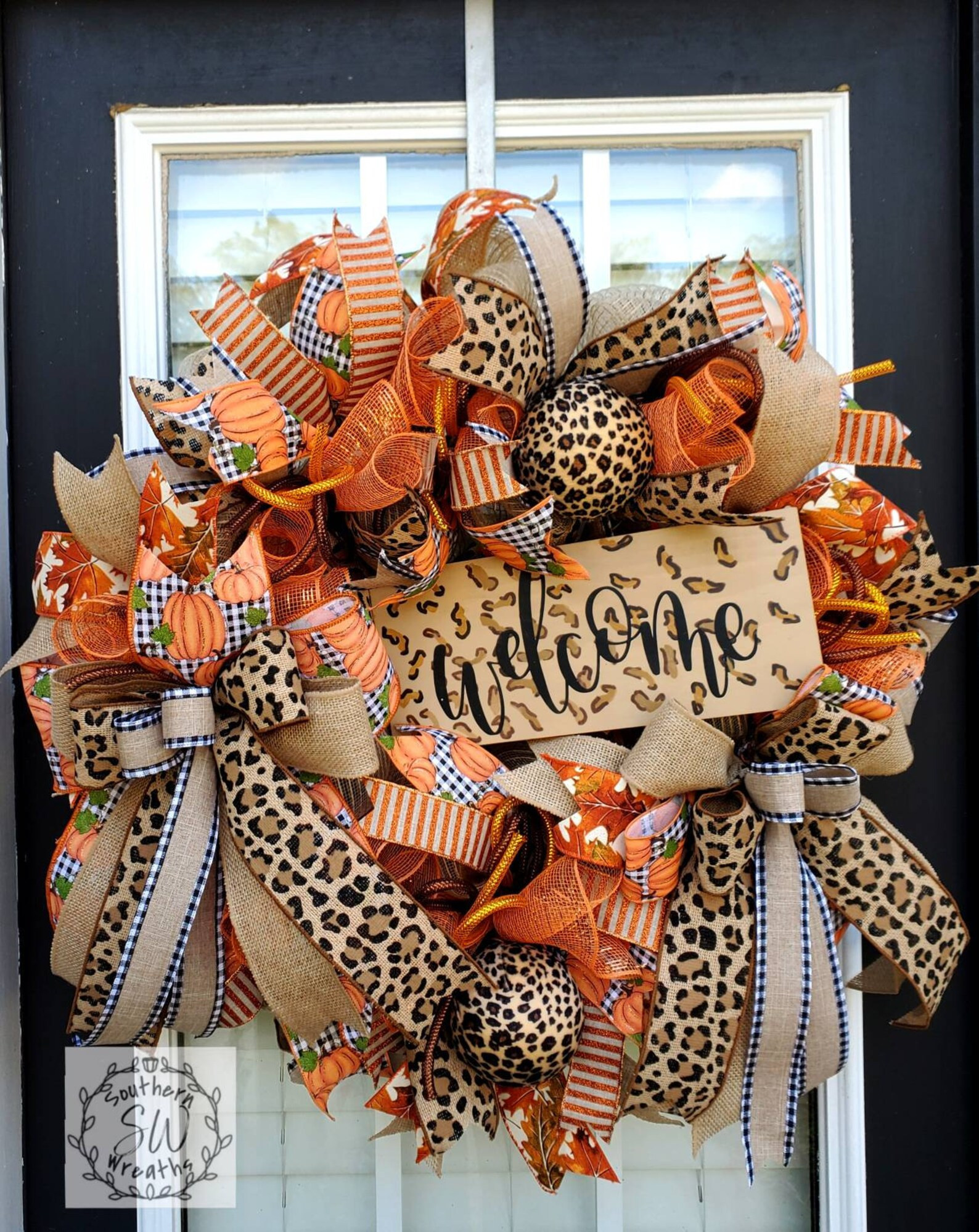 Fall Wreath, Fall Leopard Wreath, Fall Front Door Wreath, Welcome Wreath ,Fall Decor, Thanksgivin... | Etsy (US)