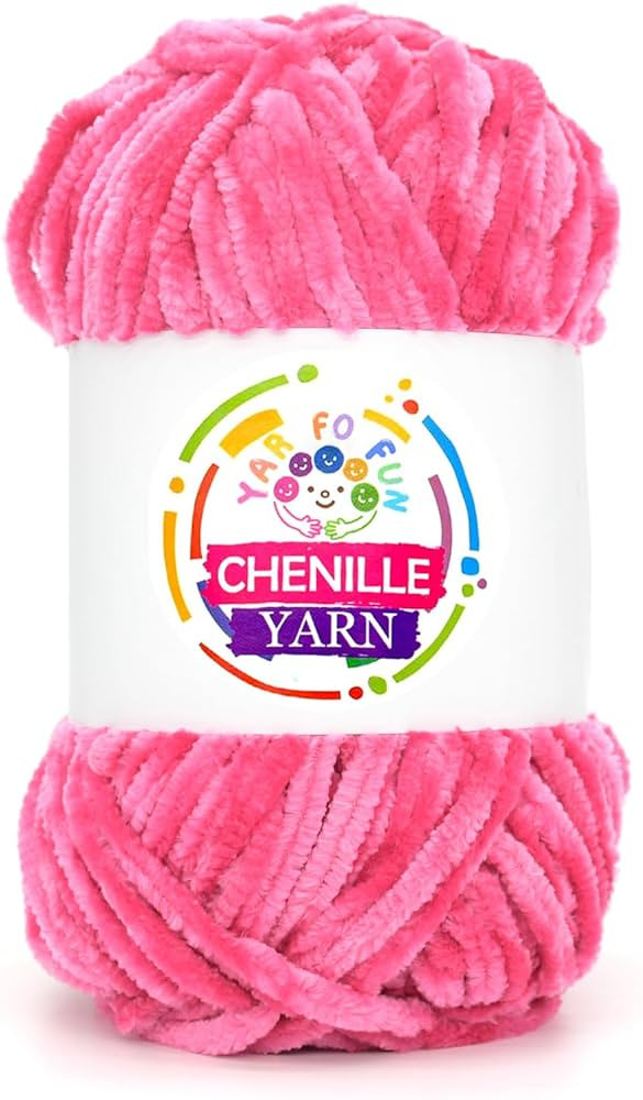 100g Velvet Chenille Yarn for Crocheting,Hot Pink Fluffy Velvet Plush Yarn Thick Soft Chunky Chen... | Amazon (US)