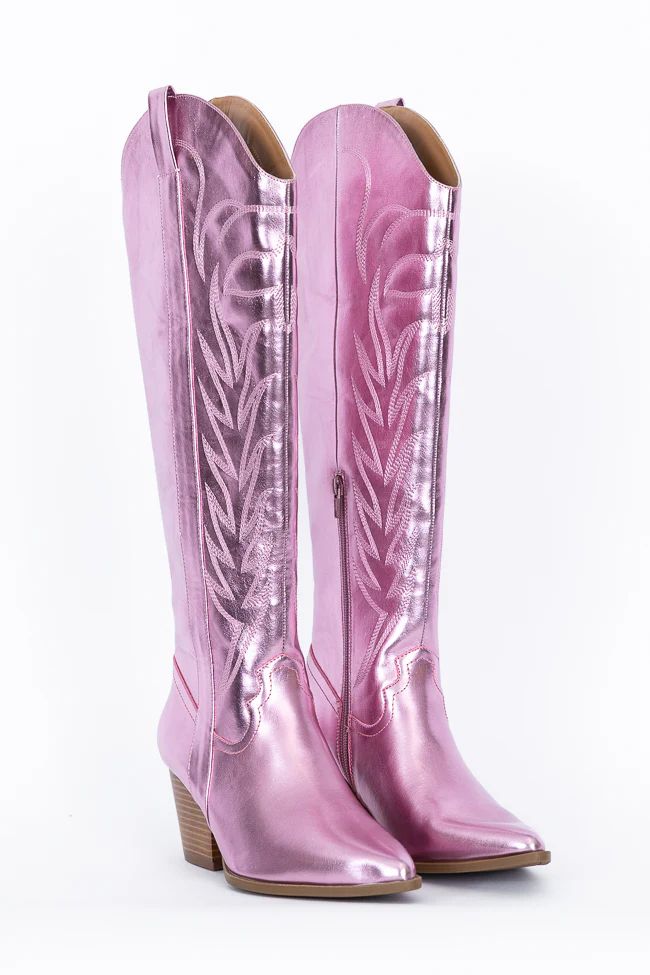 Shania Metallic Pink Cowboy Boot | Pink Lily