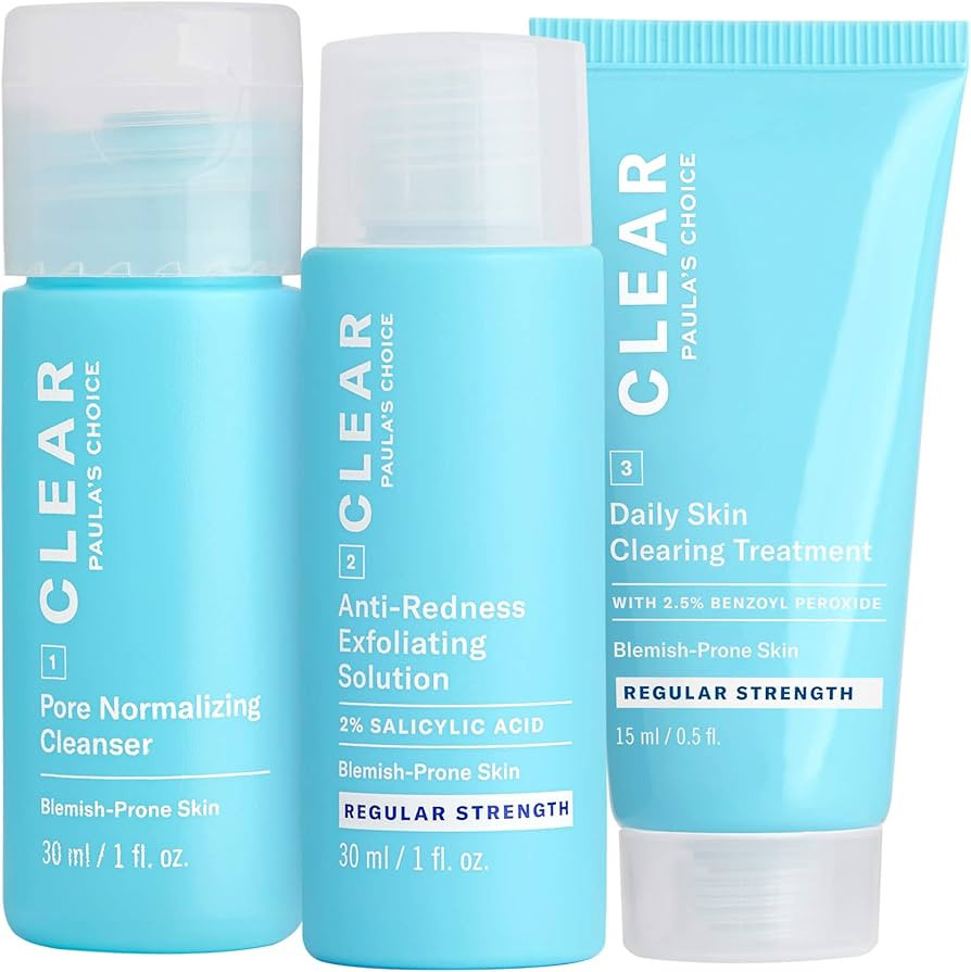 Paula's Choice CLEAR Regular Strength Acne Travel Kit, 2% Salicylic Acid & 2.5% Benzoyl Peroxide ... | Amazon (US)