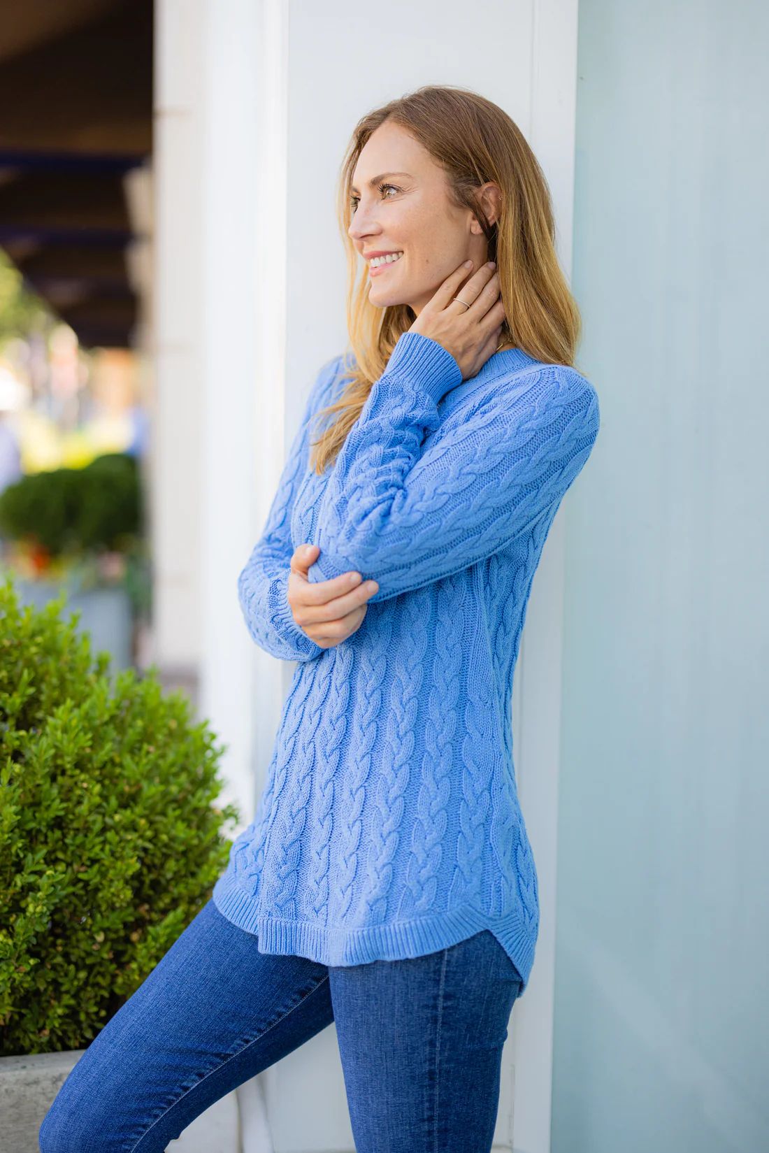 Hydrangea Cable Knit Round Hem Sweater | Sail to Sable