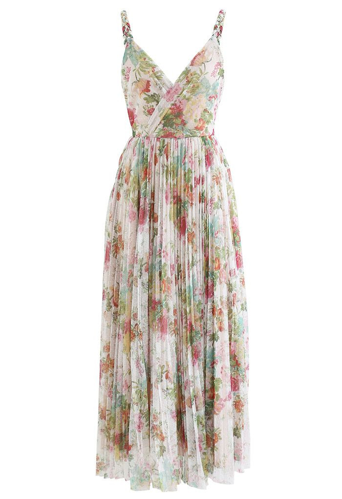 Spring Break Wrap Pleated Mesh Cami Dress | Chicwish