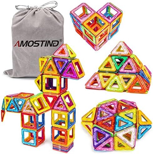 AMOSTING Magnetic Blocks Building Blocks Educational Toys Construction Stacking Toy-64 pcs | Amazon (CA)