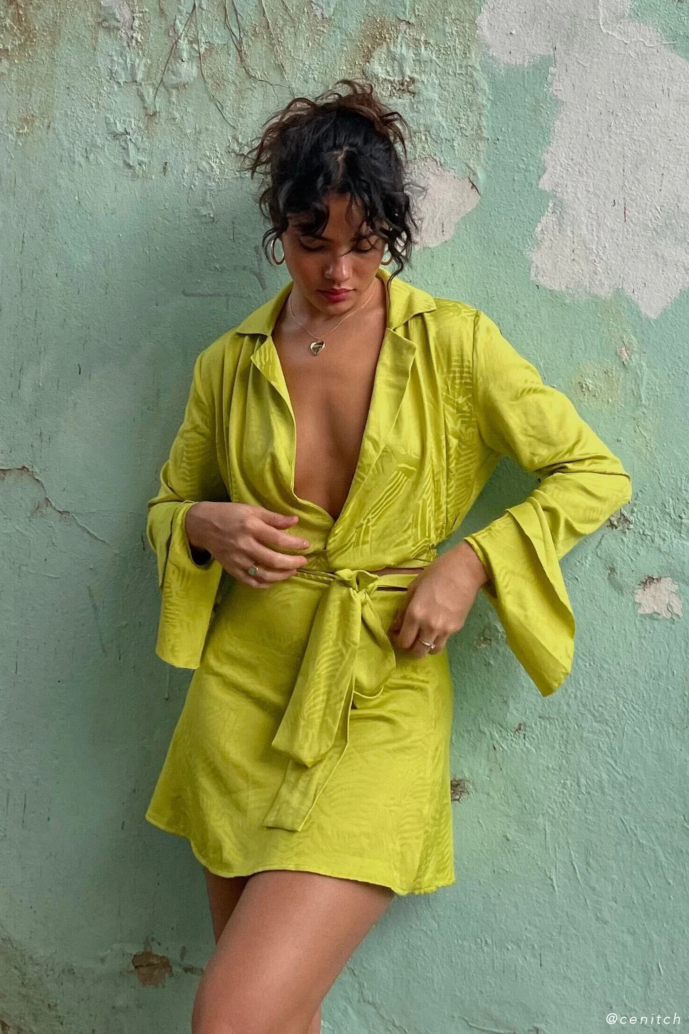 Annalise Wrap Top - Chartreuse | MESHKI US