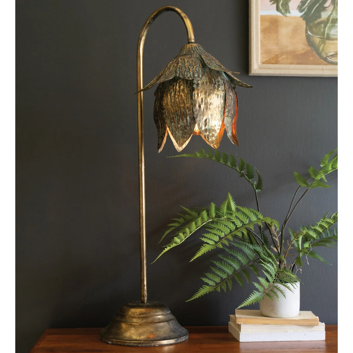 Antique Brass Tulip Table Lamp | Paynes Gray Inc