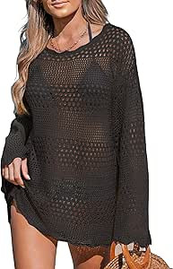 CUPSHE Women's Swimsuit Cover Up Crochet Bathing Suit Mesh Swimwear Knit Pullover Beach Dress | Amazon (CA)