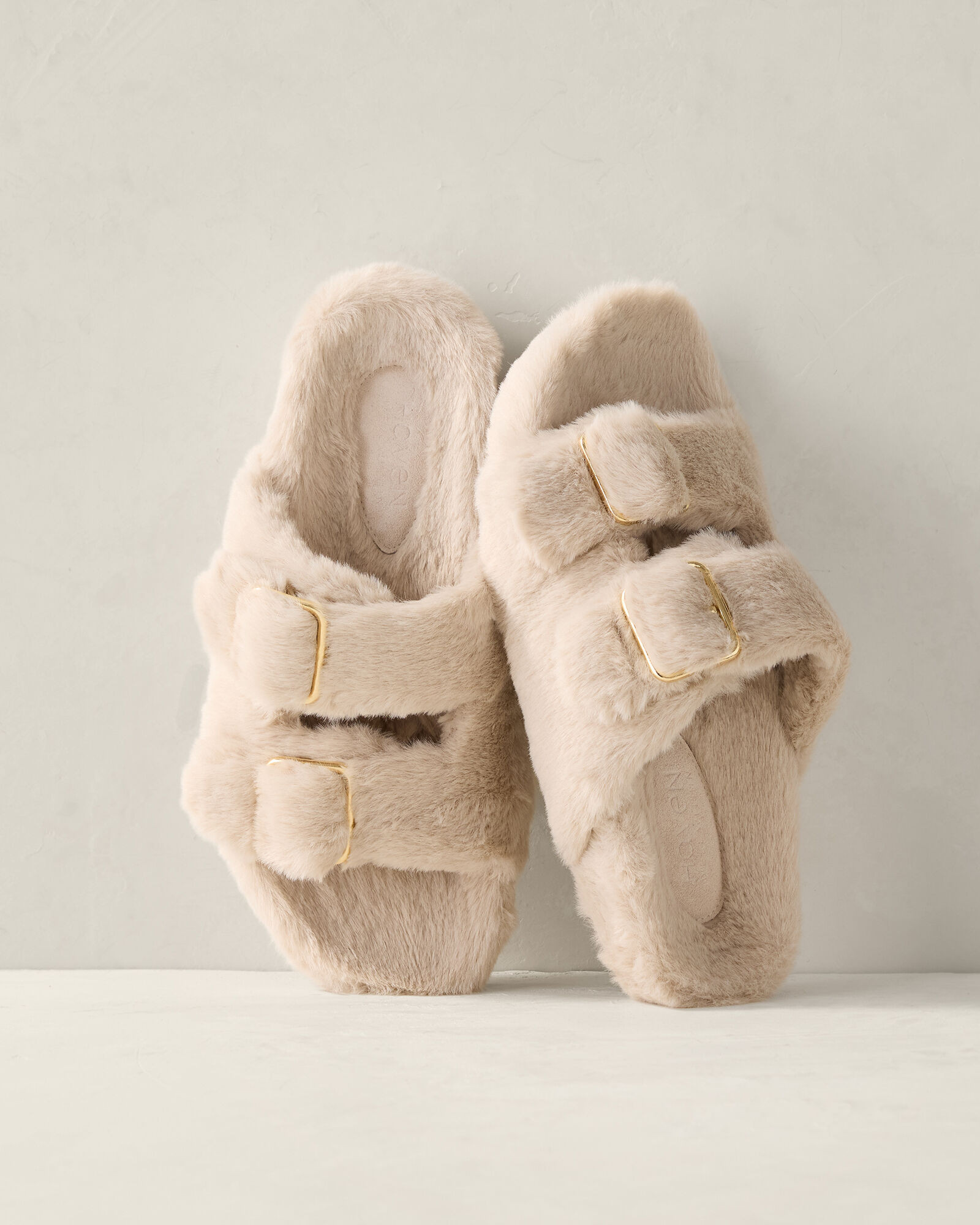 Faux Fur Buckle Molded Slippers | Haven Well Within
