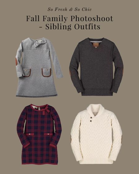 Fall family photo shoot outfits for siblings! 
-
Classic herringbone dress - toddler girls tweed dress - boys elbow patch sweater - shawl collar sweater for boys - cable knit sweater for boys - girls grey sweater dress - toddler girls dress - #ootd - girls holiday dress - Thanksgiving clothes - Christmas party girls dress 

#LTKHoliday #LTKkids #LTKSeasonal