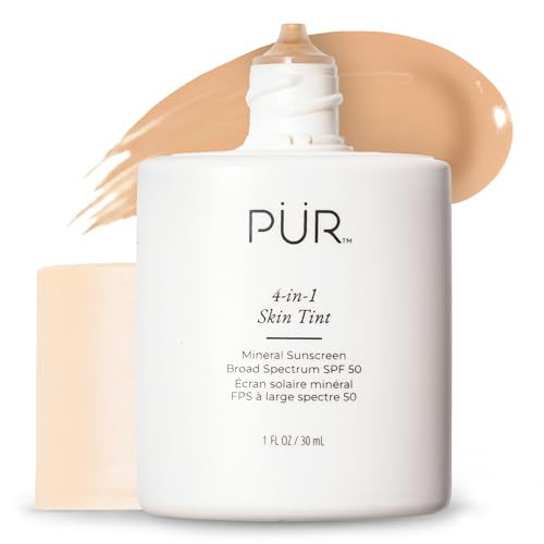 PÜR MINERALS Tinted Sunscreen for Face, 4-in-1 Skin Tint - Broad Spectrum Mineral Sunscreen, SPF 50 - Tinted Facial Moisturizer, Primer & Foundation for Sun Protection - Lightweight, Buildable, Linen | Amazon (US)