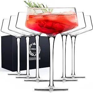 Chouggo Martini Glasses Set of 6, 8Oz Coupe Cocktail Glasses, Hand Blown Premium Crystal Cocktail... | Amazon (US)
