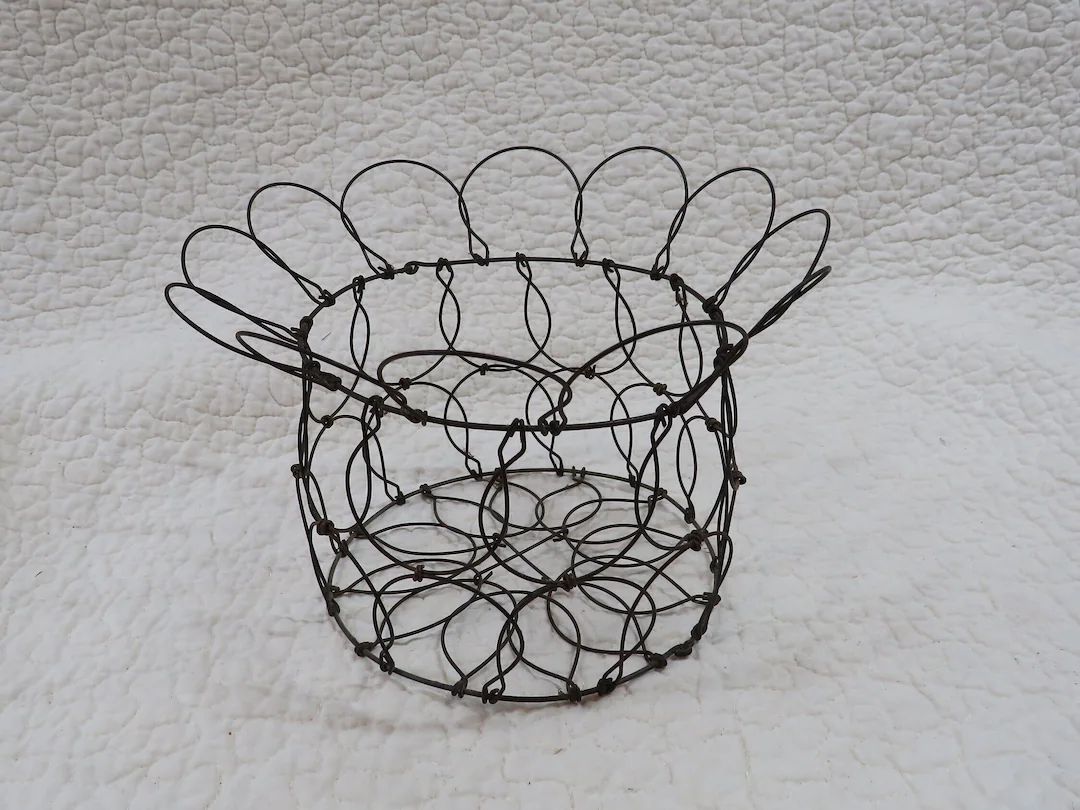 Wire Basket Folding French Egg Basket Antique | Etsy (US)