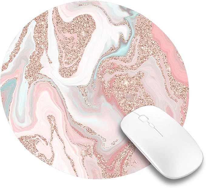 Mouse pad,Modern Rose Gold Glitter Coral Gray Pastel Marble Pattern Waterproof Anime Gaming Gift ... | Amazon (US)