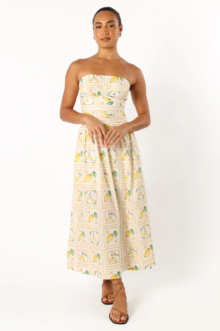 Cintrico Strapless Midi Dress - Lemon | Petal & Pup (US)