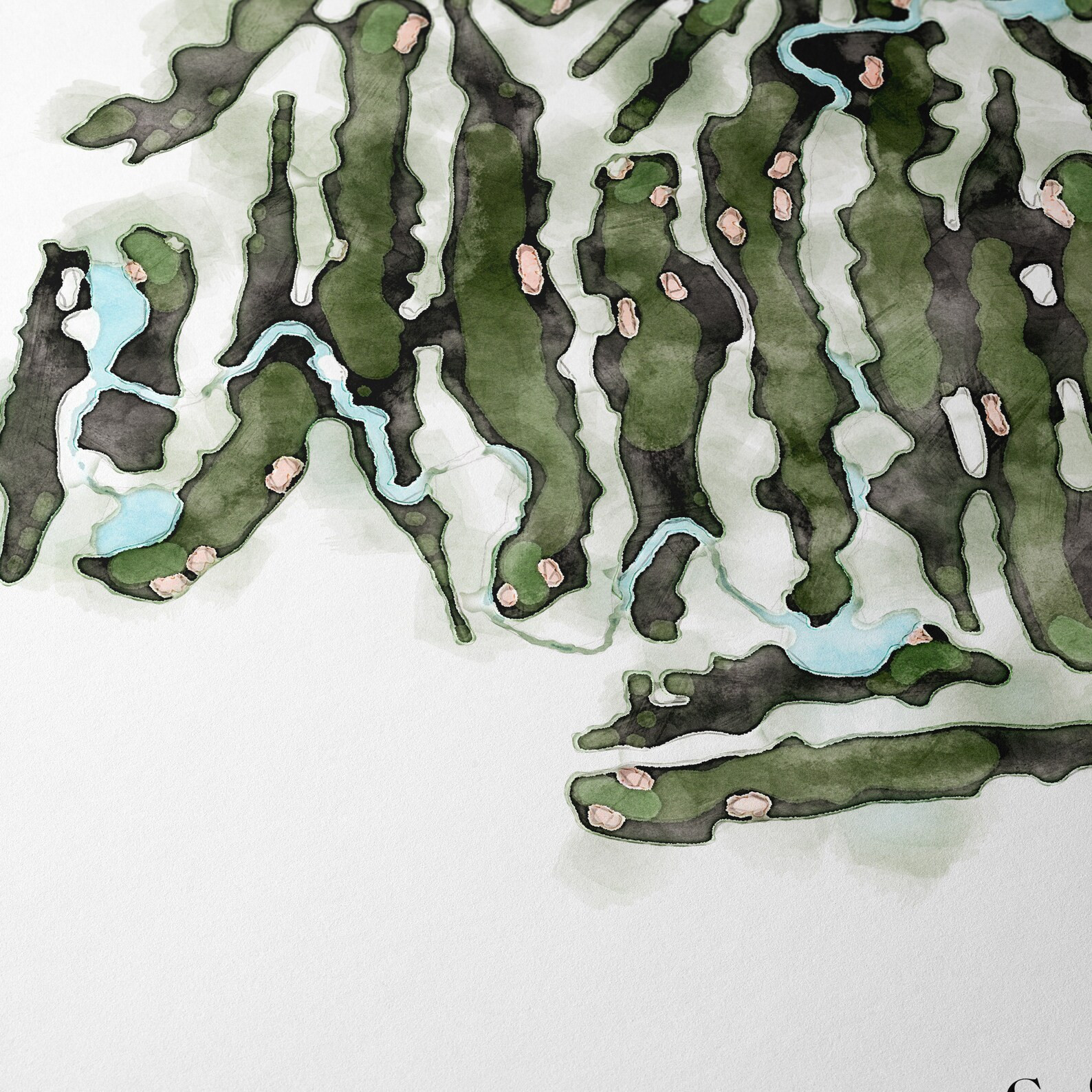 Custom Golf Course Watercolour Map Illustration GOLF GIFT Golf Course minimal print Golf Art Golf... | Etsy (US)