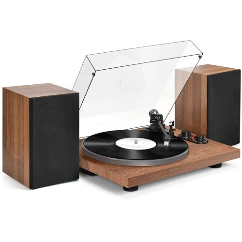 Record Player Turntable with 40W Speakers and Bluetooth Output Input for Vinyl Records,Vinyl Record Player with Built-in Preamp,AT-3600L Cartridge,USB Record,Pitch and Counterweight | Amazon (US)