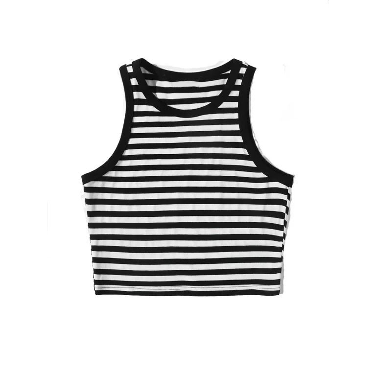 Casual Striped Round Neck Tank Black and White Womens Tank Tops & Camis (Women's) | Walmart (US)