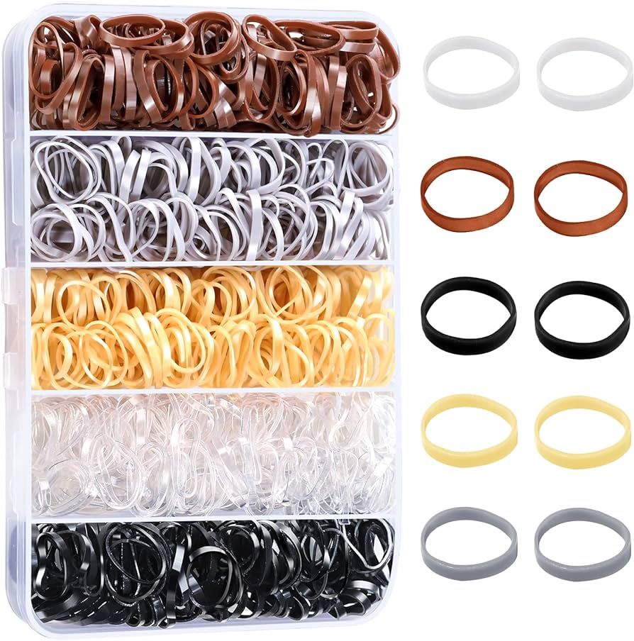 Elastic Hair Bands, YGDZ 5 Colors 600 pcs Mini Hair Rubber Bands with Organizer Box, Elastic Hair... | Amazon (US)