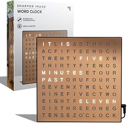 SHARPER IMAGE Light Up Electronic Word Clock, Copper Finish with LED Light Display, USB Cord and ... | Amazon (US)